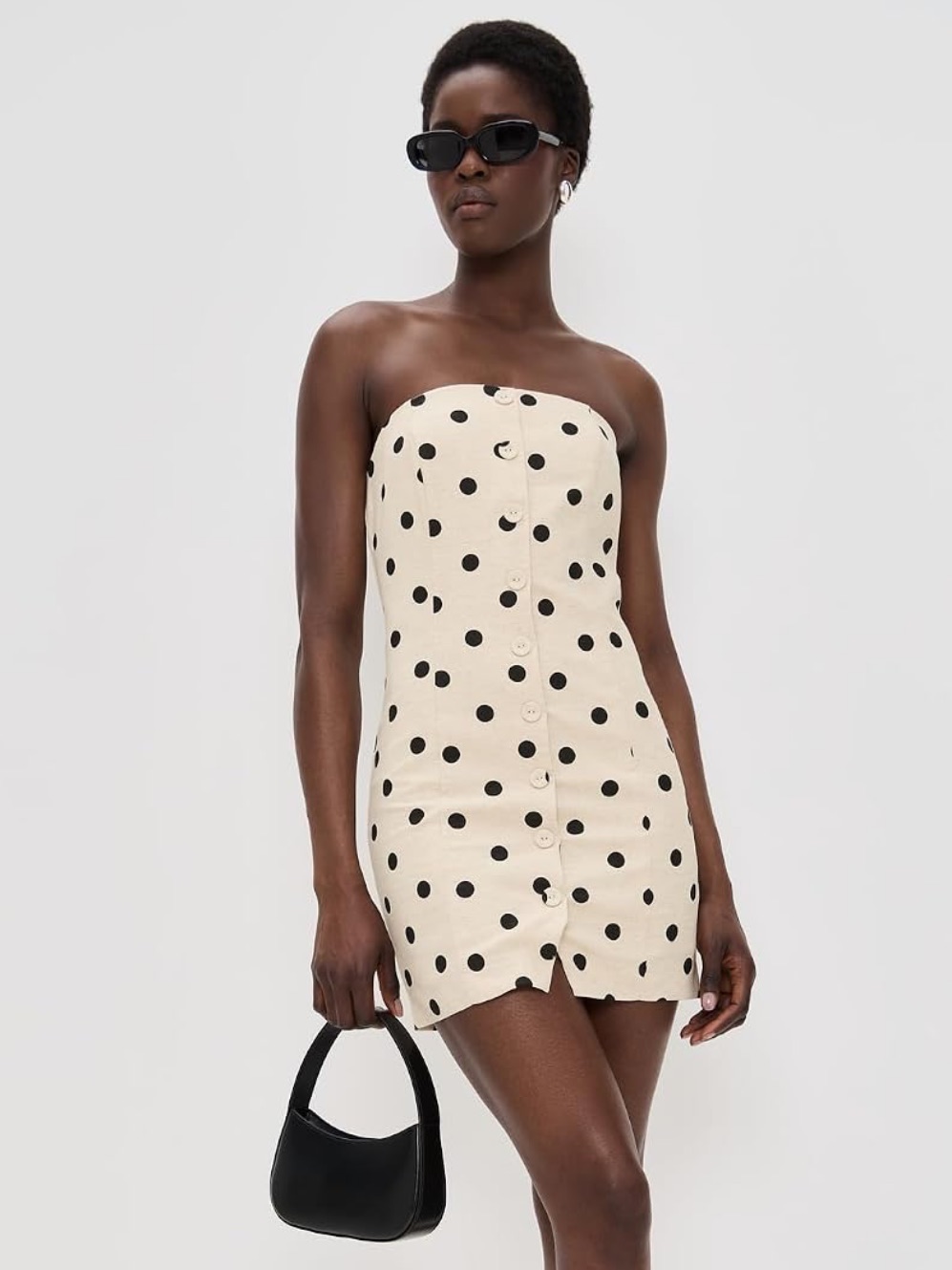 Endless Rose Women's Polka Dot Linen Strapless Dress